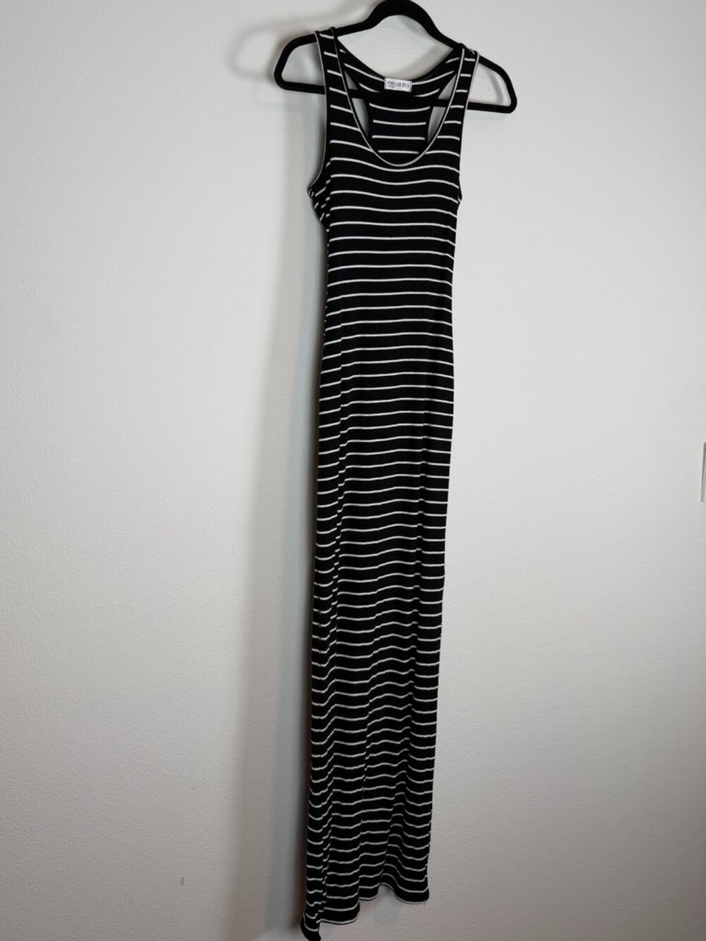 Popular 21 Black White Striped Racerback Maxi Dress Size Small